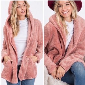 Mauve Soft Teddy Cardigan Sweater